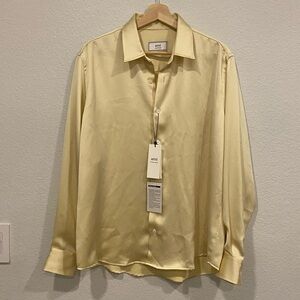 Ami Paris Alexandre Mattiussi Cream Classic Collar Satin Button Down Shirt